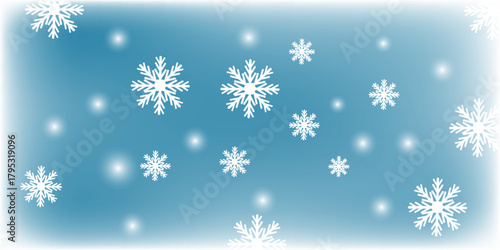 Wallpaper of randomly falling snowflakes. Frozen grains of snow dust. Snowy sky with a white-green background. Vector illustrations.
