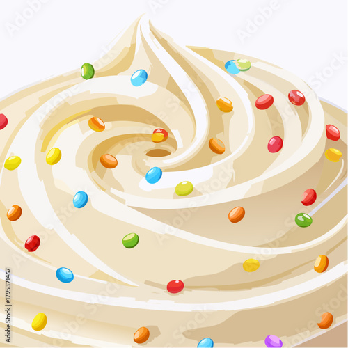 A christmas cookie with white icing and red and green sprinkles
3