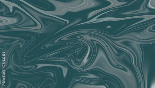 Soothing fluid art swirls in muted blue-green and silver tones.