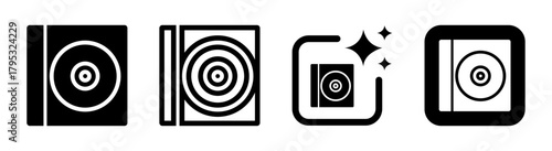 DJ icon with DJ setup for music party and outdoor show in black transparent PNG vector illustration