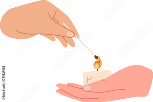 Hands Lighting Candle