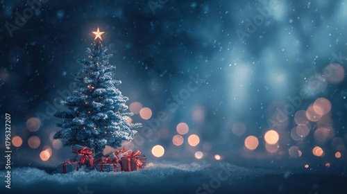 Wallpaper Mural Magical winter night with a decorated christmas tree and glowing lights creating a festive holiday atmosphere Torontodigital.ca