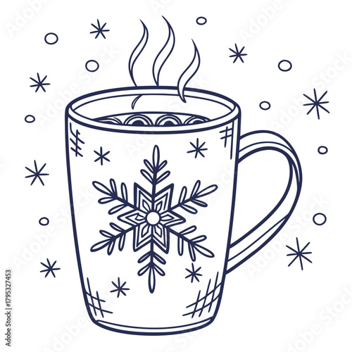 Cozy winter mug with hot chocolate