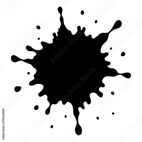 Black grunge ink splash vector blot illustration texture element design