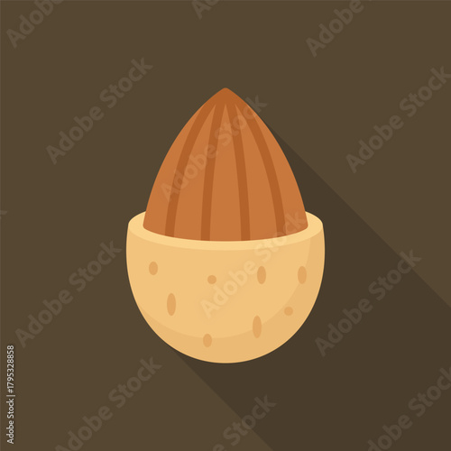 Almond in Hard Shell Flat Vector Illustration