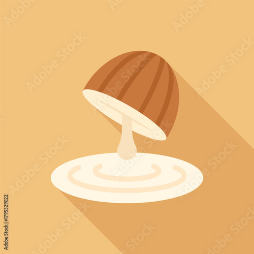 Half Almond Dripping Almond Milk Flat Vector Illustration