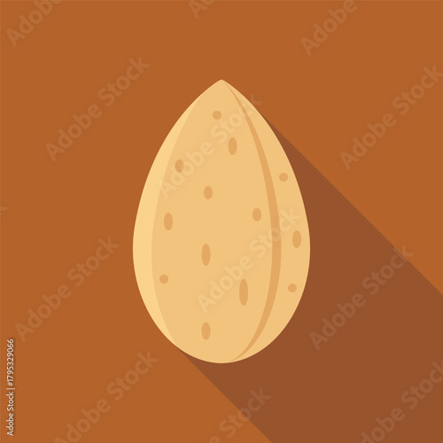 Whole Almond Shell Flat Vector Illustration