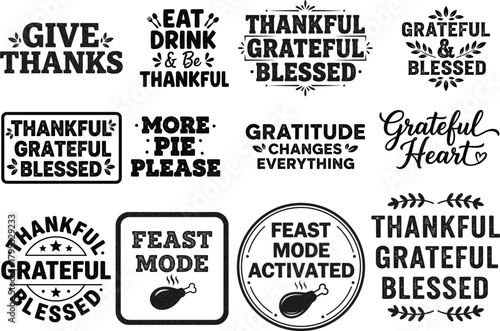 Grateful, blessed, and thankful quotes with feast mode designs autumn Vector