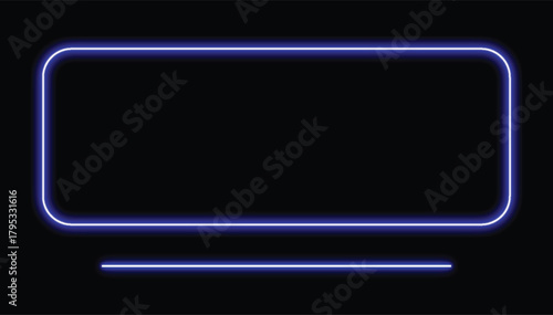 Blue neon border art, neon light rectangle frame vector
