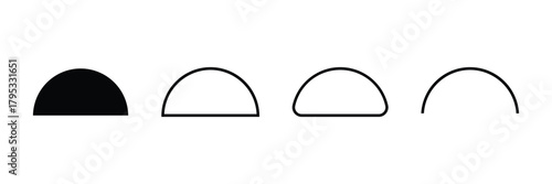 Dashed half circle geometric shape element .Vector illustration .EPS 10 .