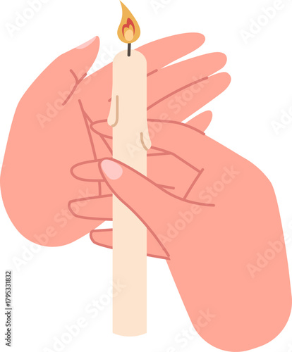 Hands Holding Burning Candle