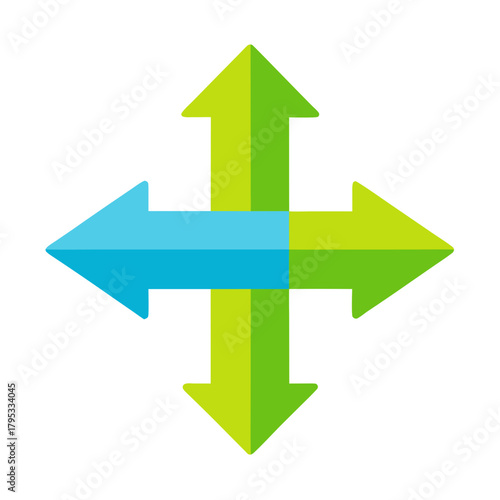Four directional arrows pointing outwards from a central point