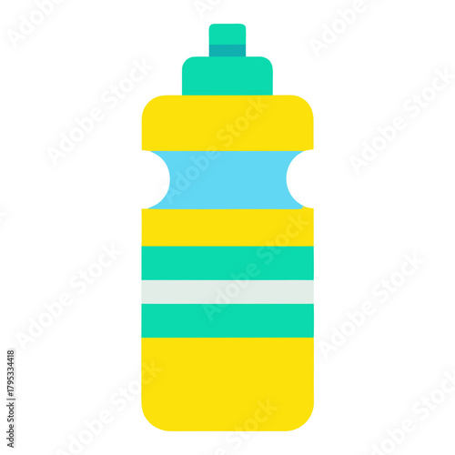 Colorful striped water bottle with a teal cap