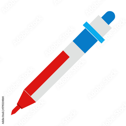 Stylized illustration of a red and blue eyedropper tool