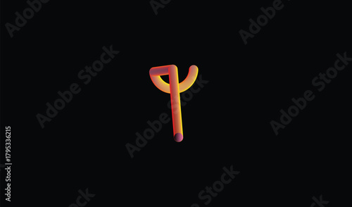 Abstract glowing pink and orange symbol against black background