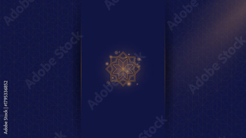 Luxury background in blue gold design with shadow and light effect. Luxury Islamic background