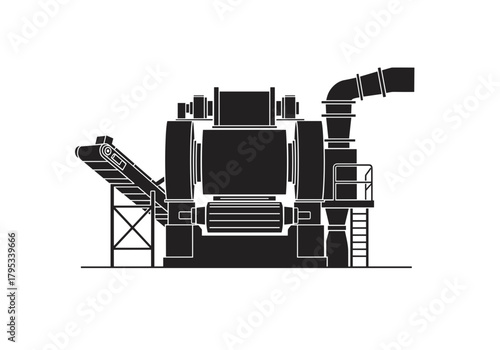 Paper pulp recycling machine on transparent background