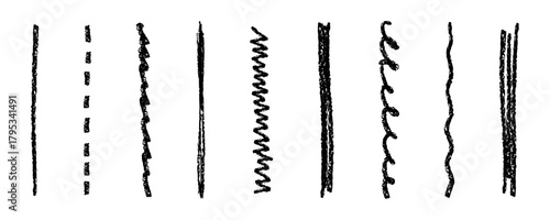 Hand drawn lines set, flat vector illustration with textured borders and sketchy details