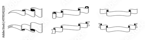 Vintage scrolls vector illustration, flat vector style with ribbon and banner designs