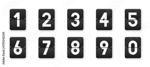 Flip clock numbers, flat vector illustration showing numeric countdown