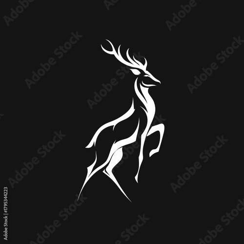 Elegant deer illustration on black background minimalist design for various uses