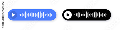 Audio player interface, flat vector illustration with sound wave elements