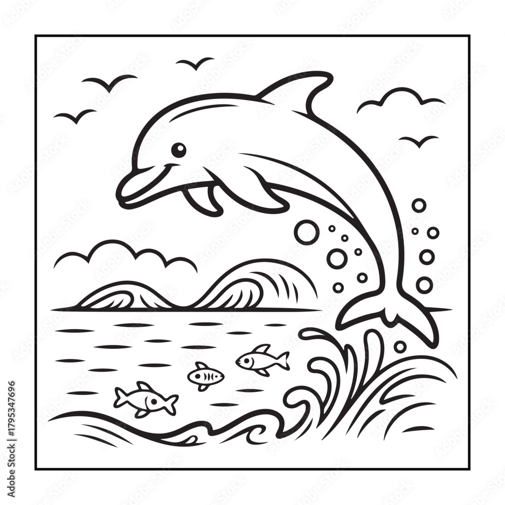 Obraz premium Animals with kids like the elements of black and white coloring pages for children, adults, and teens.