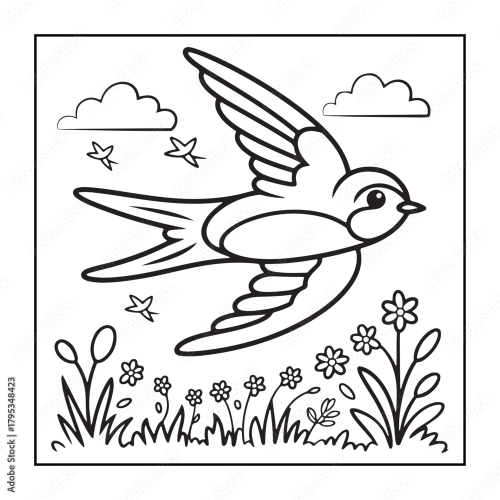 Naklejka premium Animals with kids like the elements of black and white coloring pages for children, adults, and teens.