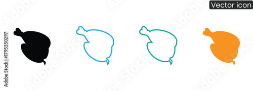 Elevate your festive projects with this vibrant set of turkey icons. Featuring modern designs in black, blue, teal, and orange, these versatile graphics capture the spirit of harvest and celebration.