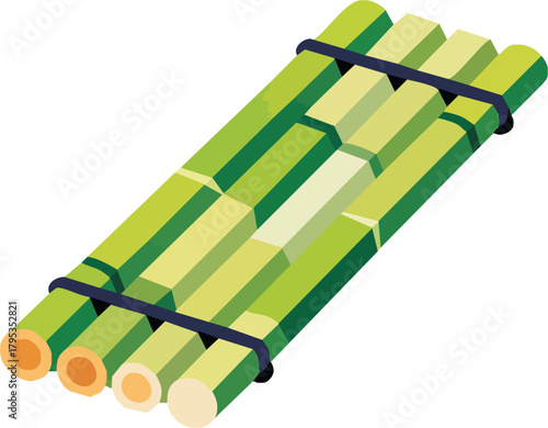 Rustic bamboo raft for eco-friendly travel adventures, highlighting sustainable living and minimalist design in tropical destinations, perfect for adventure seekers