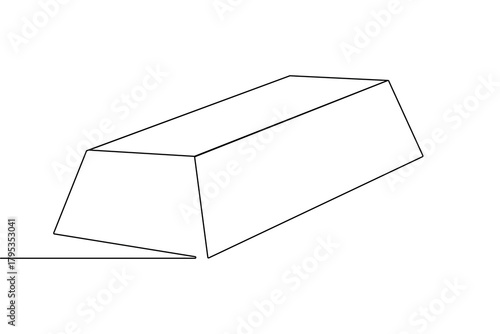 Gold bar continuous one line drawing in minimalist style isolated outline vector illustration

