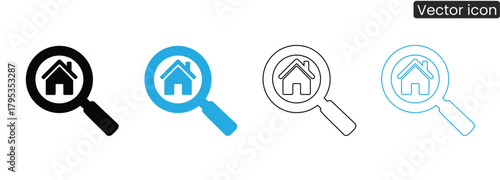 Unlock your ideal property search journey with this versatile magnifying glass and house icon, symbolizing discovery and finding the perfect place to call home.