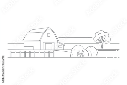 Farm Landscape Illustration