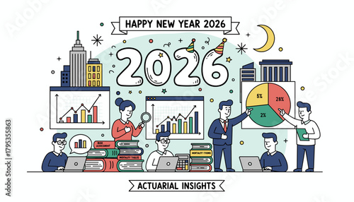 Actuarial Insights 2026 Financial professionals analyze data for New Year risk management and growth