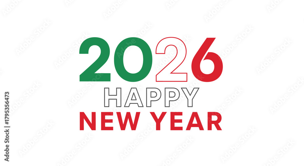 Fototapeta premium Celebrate 2026 with vibrant Happy New Year typography and festive colors