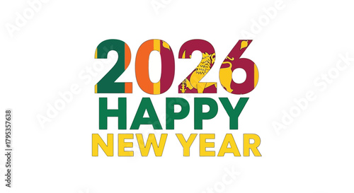 Celebrate 2026 Happy New Year with Sri Lankan flag colors