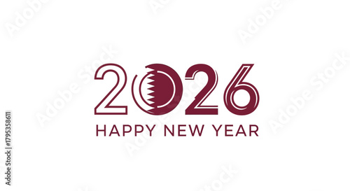 Celebrate 2026 with a Happy New Year greeting featuring Qatar's flag