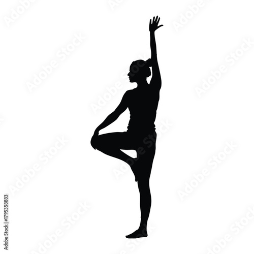 Yoga Pose Silhouette of Woman Doing Balance Exercise
