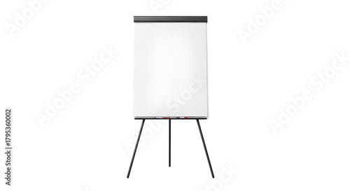 Blank flip chart ready for presentations in dynamic work environments