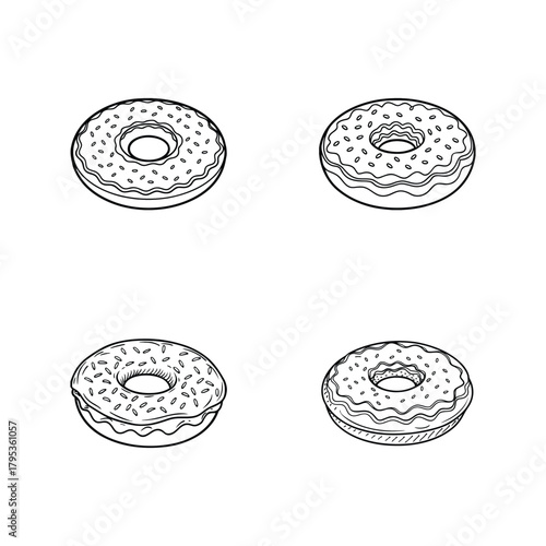 A set of doughnut isolated on white background