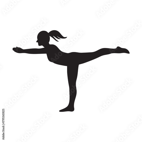 Silhouette of woman yoga pose doing balance exercise