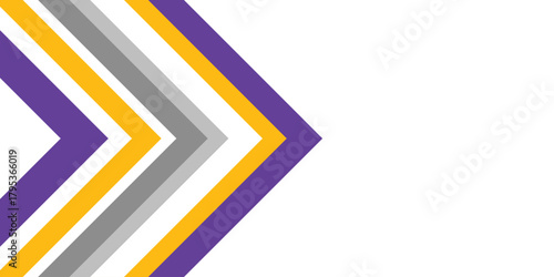 Geometric arrows background. Purple, white, and yellow colors. Business and presentation template. Vintage colors chevron pattern background banner. 