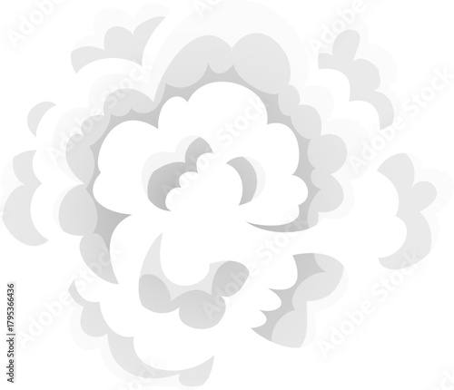 Abstract cartoon smoke cloud expanding white explosion