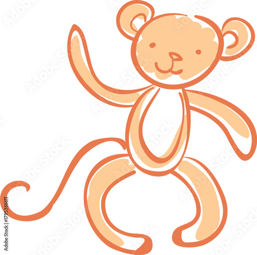 Cute monkey cartoon character illustration dancing happily