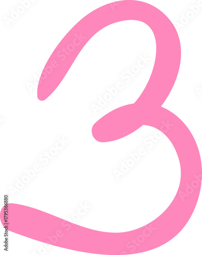 Pink number three forming playful design on white background