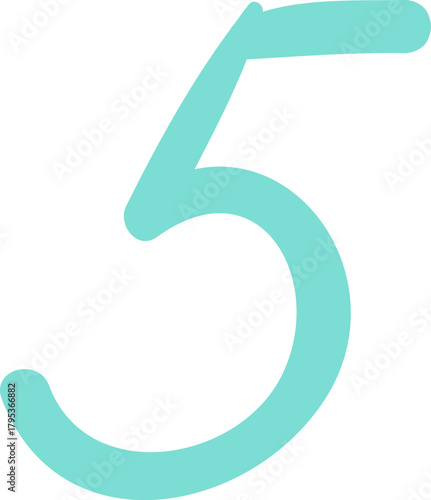 Blue number five digit representing counting or ranking