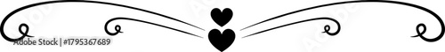 Decorative heart flourish divider element for design