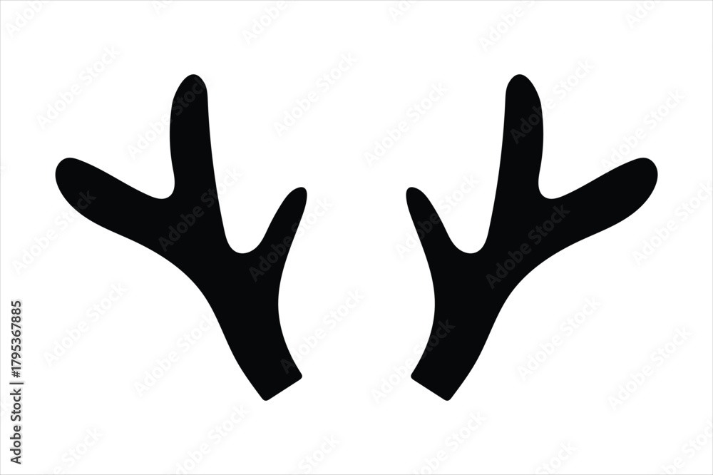 Obraz premium Black reindeer antlers isolated on a white background for christmas Vector, illustration