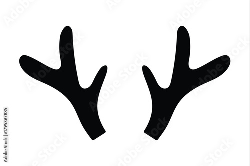 Black reindeer antlers isolated on a white background for christmas Vector, illustration