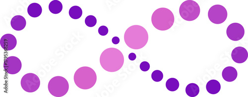 Infinity symbol forming with colorful dots on white background